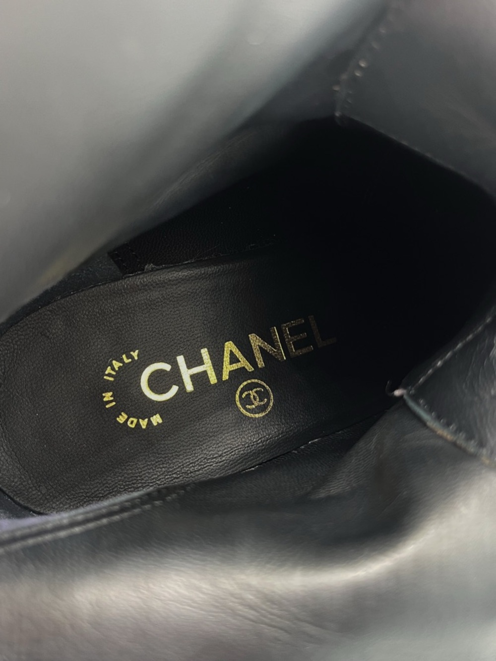 Chanel Interlocking CC Logo Suede CC Lace Up Short Heeled Cap Toe Boots - Picture 7 of 7